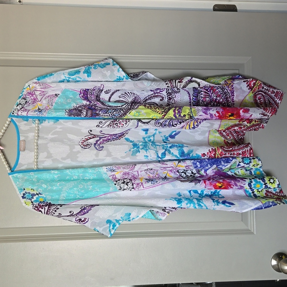 Chico's Multi-Colored Patterned Kimono - image 1
